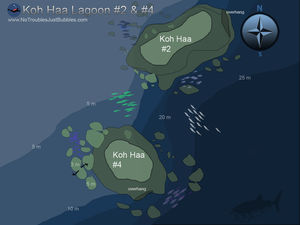 Koh haa Lagoon no 2 no 4 scuba dive site map