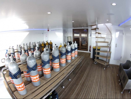 diving deck with scuba tanks egypt